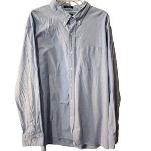Lands End Men's XXL (18-18.5)  Traditional Fit Sail Rigger Oxford Shirt Blue